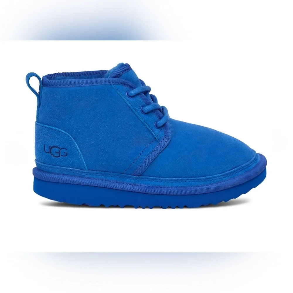 UGG Neumel II Chukka Boots Unisex Dive Blue Leather Suede Wool Lined Big Kid 3